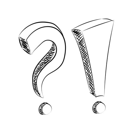vector image of the question and exclamation mark. character sketchのイラスト素材