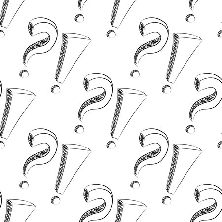 Question and exclamation mark vector pattern. Sketch for creative designのイラスト素材