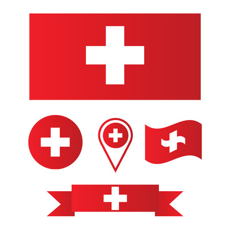 Switzerland flags vector collectionのイラスト素材
