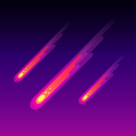 Vector design of meteorites falling down. Flat style for space designのイラスト素材