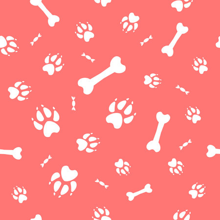 vector image of traces of a dog and bones, candyのイラスト素材