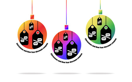 Vector coupons in the form of Christmas toys. New Year discount couponsのイラスト素材