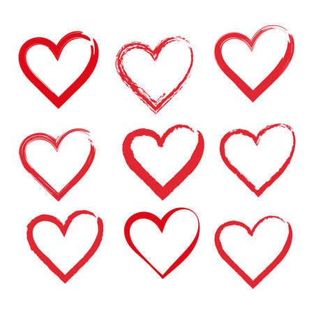vector set of love hearts for decoration of holiday cards and valentinesのイラスト素材