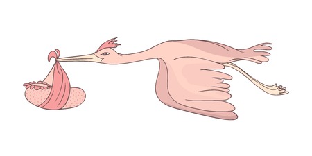 stork carrying a childのイラスト素材