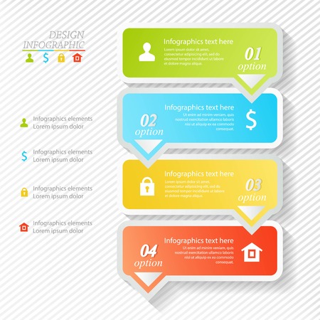 Design infographics four successive options. Vector illustration. can be used for step up options, web design.のイラスト素材