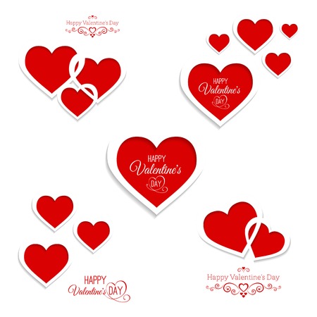 set of greeting cards with hearts Happy Valentines Dayのイラスト素材