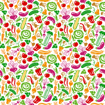 seamless pattern vector vegetables on a white backgroundのイラスト素材