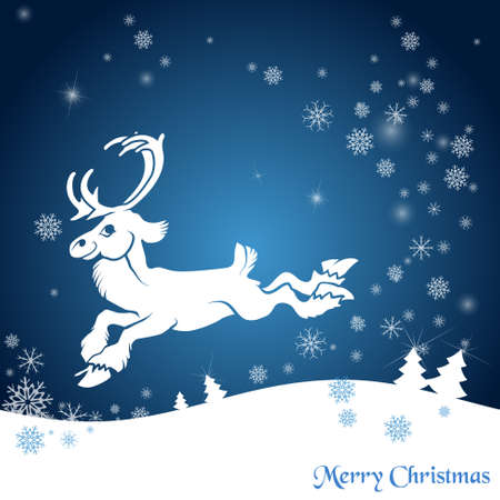 The vector image Christmas background with snowflakes and reindeerのイラスト素材