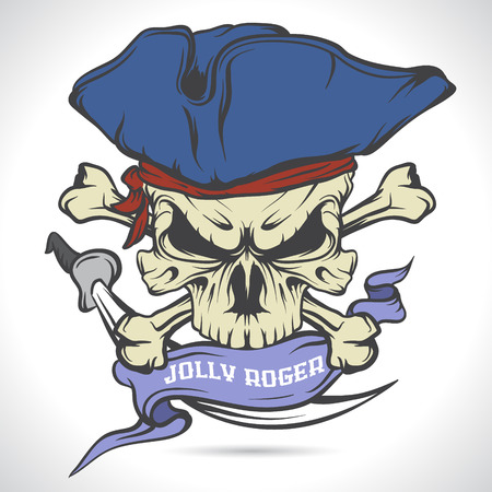 The vector image Jolly Roger emblem. Pirate. Vector illustration.のイラスト素材