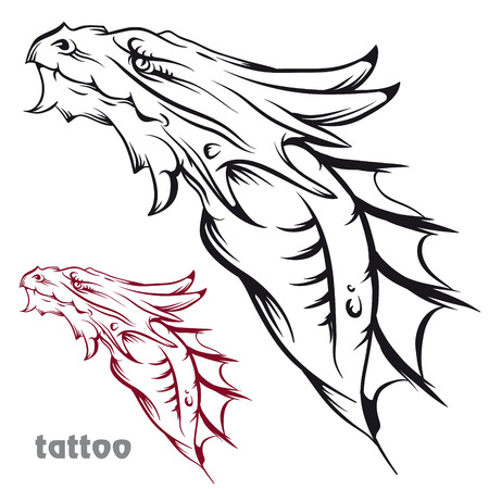 The vector image Sketch of tattoo with a dragonのイラスト素材