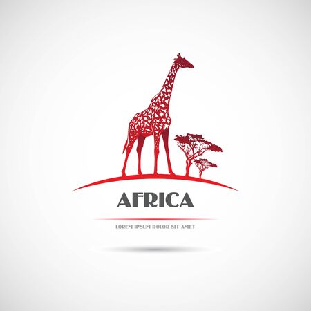 The vector image Label with a picture of a giraffe. Vectorのイラスト素材