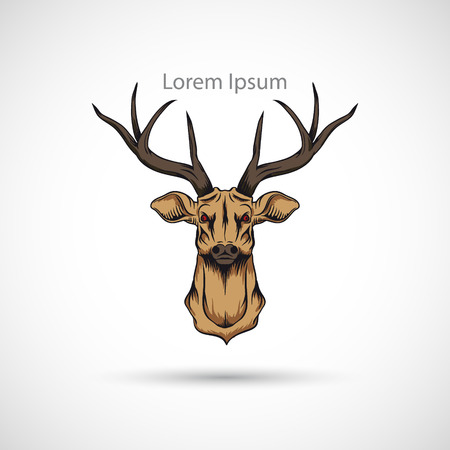 The vector image Label with a reindeer head. Vector.のイラスト素材