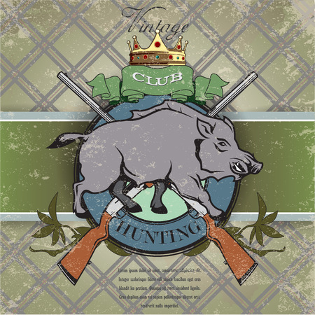 The vector image Vintage label with the symbol of a hunting clubのイラスト素材