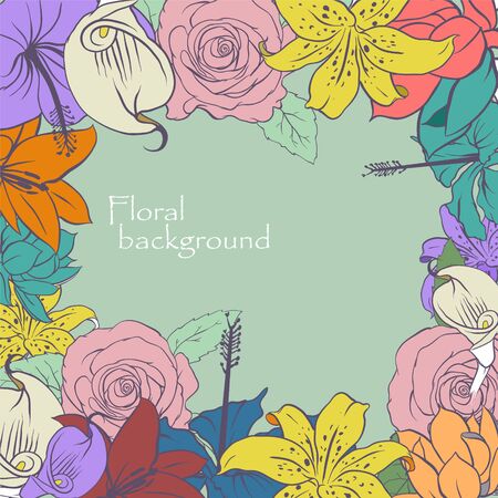 The Vector image of Floral background in vintage styleのイラスト素材