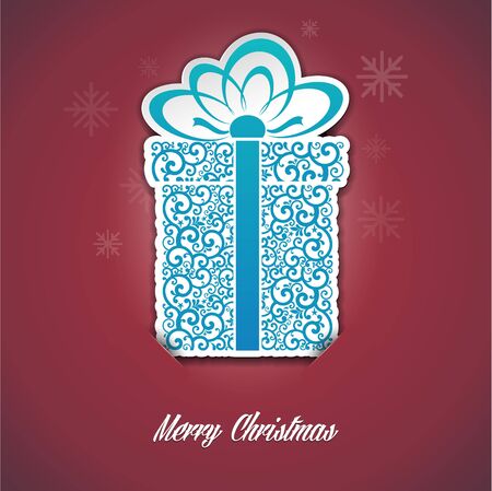 The vector image christmas card. gift box with ribbon. Vector Illustrationのイラスト素材