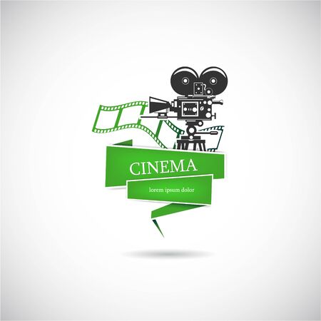 The vector image of Label with a film camera for the movie. Vector.のイラスト素材