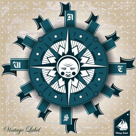 The vector image of vintage label with maritime characterのイラスト素材