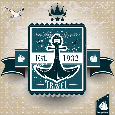The vector image of vintage label with maritime characterのイラスト素材