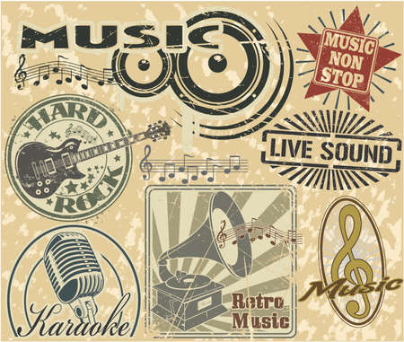 The vector image of music stamps setのイラスト素材