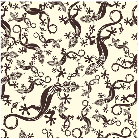 The vector image of Seamless pattern with lizardsのイラスト素材