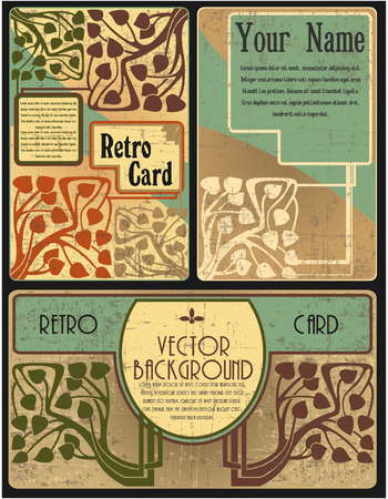 The vector image of Set of cards in style of the Retroのイラスト素材