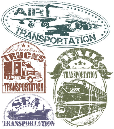 The vector image of Transportation Stamp Setのイラスト素材