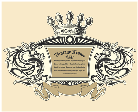The vector image of Vintage frame with dragonsのイラスト素材