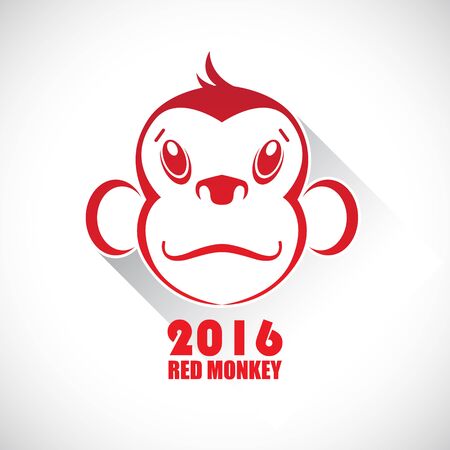 Icon red monkey. Symbol of the year.のイラスト素材