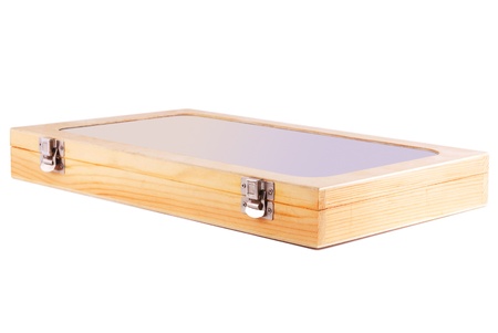 wood box isolated on white backgroundの写真素材