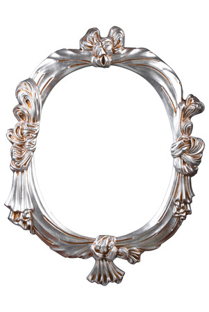 Silver vintage frame isolated on white backgroundの写真素材