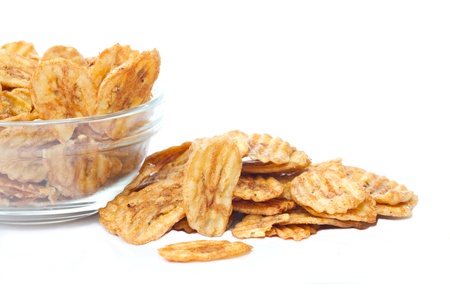 dried nutrition tropical bananas in the plate and near the plate の写真素材