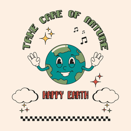 Happy earth day design over beige backgroundのイラスト素材
