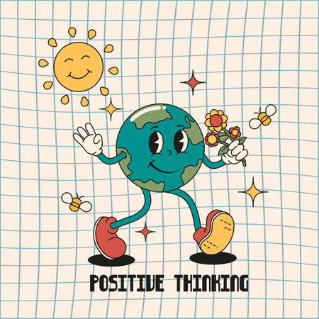 hand drawing cartoon character of planet earthのイラスト素材