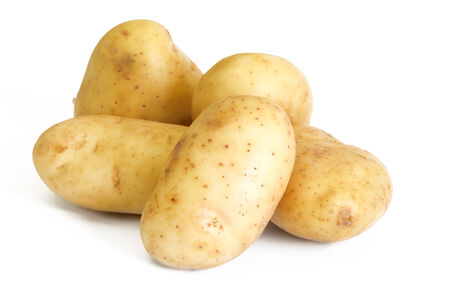 Group of raw potato isolated on white backgroundの写真素材