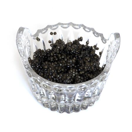 Delicious black caviar isolated on white backgroundの写真素材