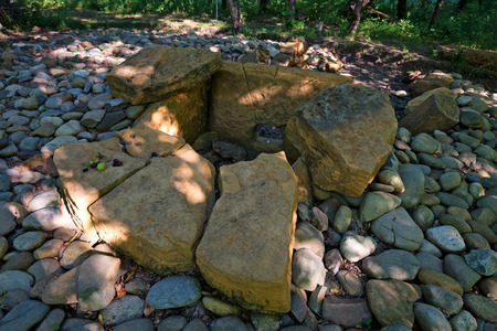 Photography of Caucasian dolmen taken from aboveの写真素材