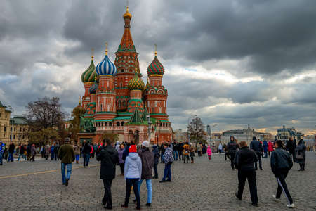 MOSCOW - CIRCA NOVEMBER 2014: Red Square and Saint Basil's Cathedral in November 2014. This is the most known Russian landmark and one of the symbols of Russia.のeditorial素材