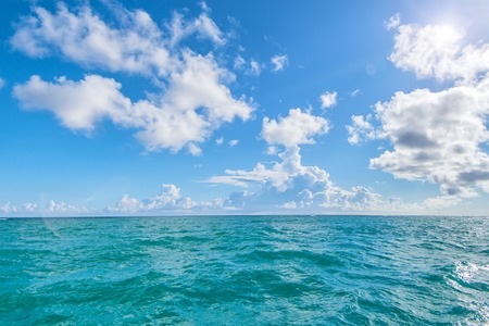 Scenic view of ocean, horizon and beautiful skyの写真素材