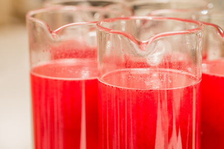 Traditional Russian drink mors made of berry and fruit smoothie in jar