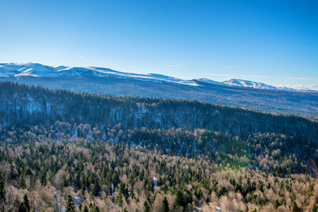 Scenic winter mountains panorama of Lago-Naki plateauの写真素材