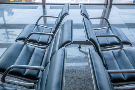 Photograph of a brand new departure lounge at airportの写真素材
