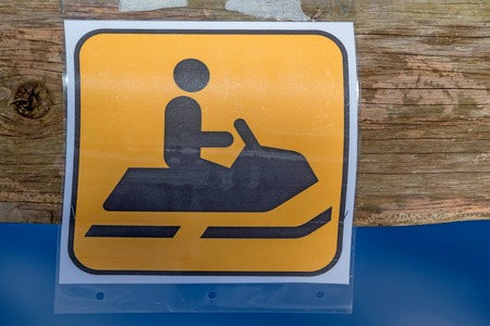 Road sign of snowmobilerの写真素材