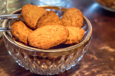 Tasty cookies on tableの写真素材