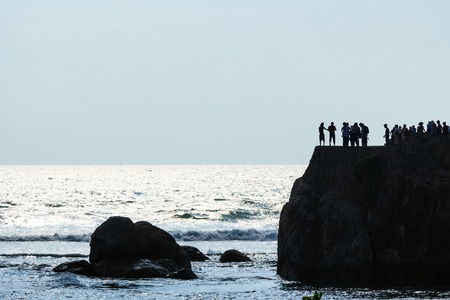 Tourists in fort Galle on Sri Lankaの写真素材