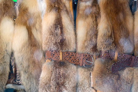 Fox furs at marketの写真素材