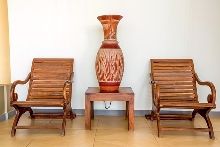 Wooden chairs as part of interiorの写真素材