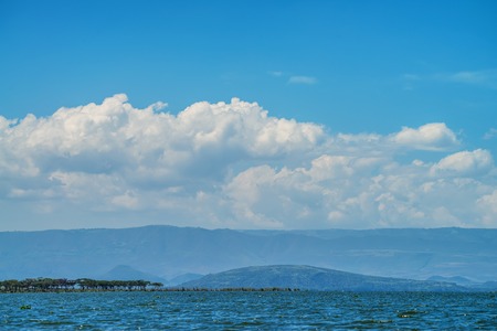 Peaceful view on lake Naivasha in Kenyaの写真素材