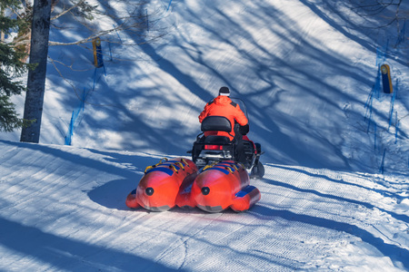 Snow banana boat for tubingの写真素材
