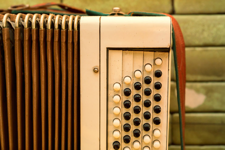 Old musical instrument Russian bayanの写真素材