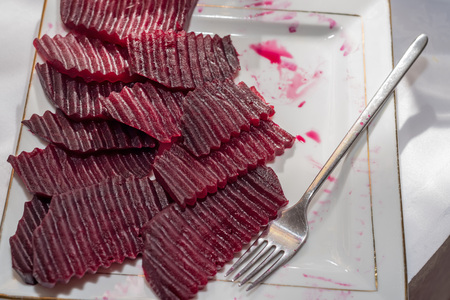 Sliced boiled beetrootの写真素材